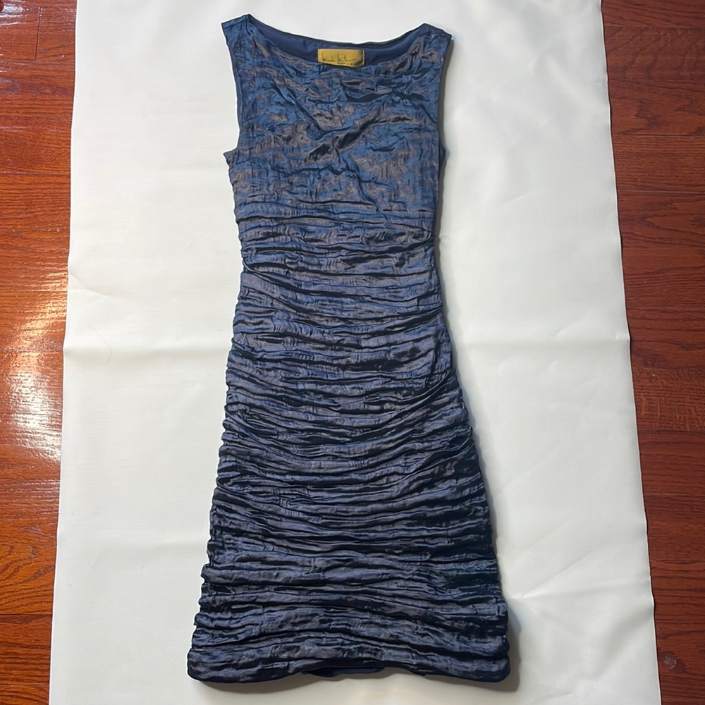Textured Nicole Miller navy blue dress